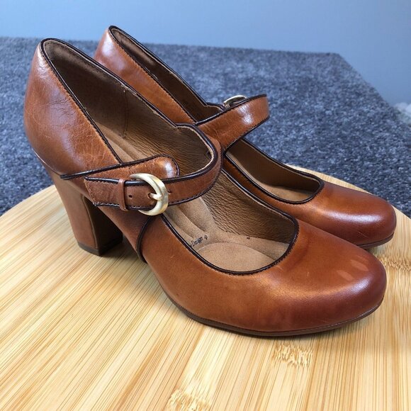 Mary Jane Shoes - SOFFT 'Leslie' Mary Jane Shoes Womens Size 8M Chestnut Comfort Padded PUMPS